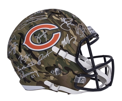 1985 Chicago Bears Team Signed Camo Alternate Riddell Full Size Speed Replica Helmet With 28 Signatures (Beckett)